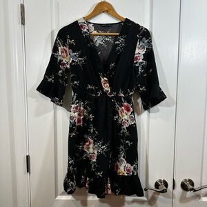SHEIN Black Dress with Floral Accents